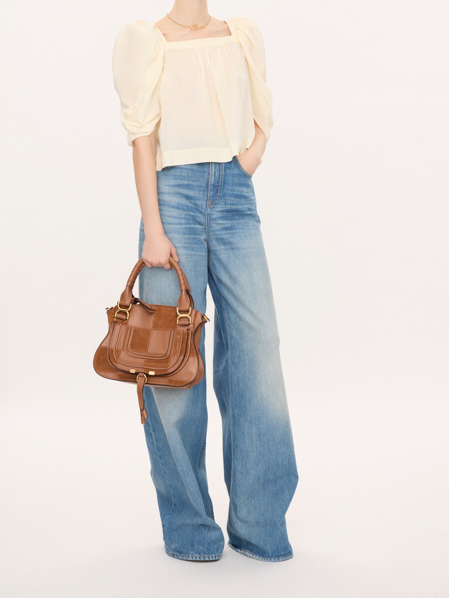 Bolso Marcie peque&ntilde;o de cuero granulado y ante - 8