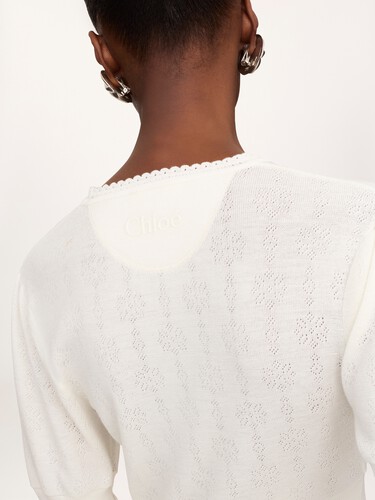 Cropped ruffle sweater in a wool knit - 8