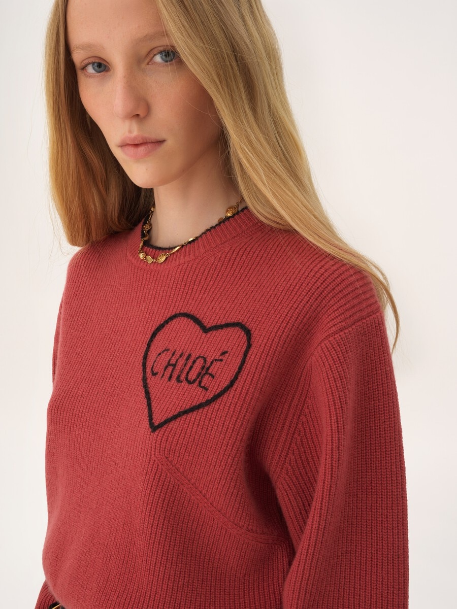 Cropped fitted logo sweater in a wool knit - 5