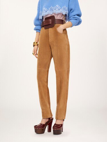 Skinny pants in suede leather - 4