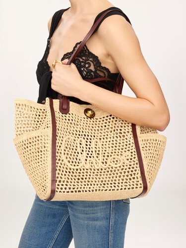 Chlo&eacute; Iconic double carry bag in raffia - 3