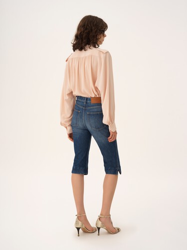 Gathered blouse in cr&ecirc;pe de chine - 6