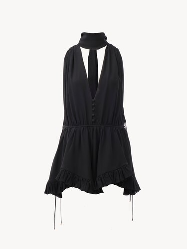 V-neck jumpsuit in silk georgette - 2