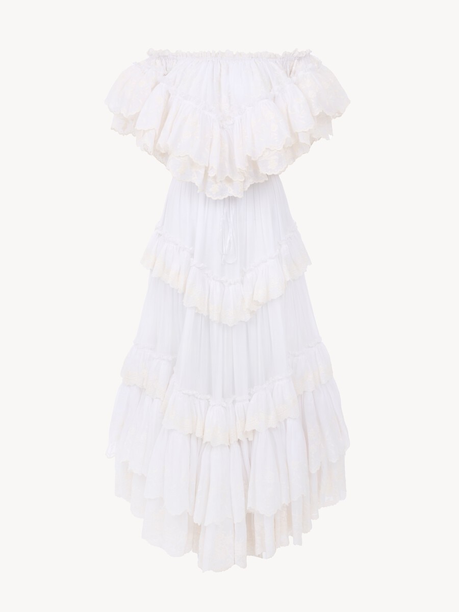 Long ruffled dress in cotton voile - 2