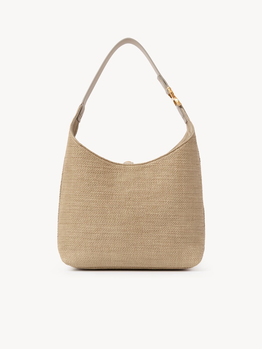 Small Marcie hobo bag in raffia-effect fibers - 4
