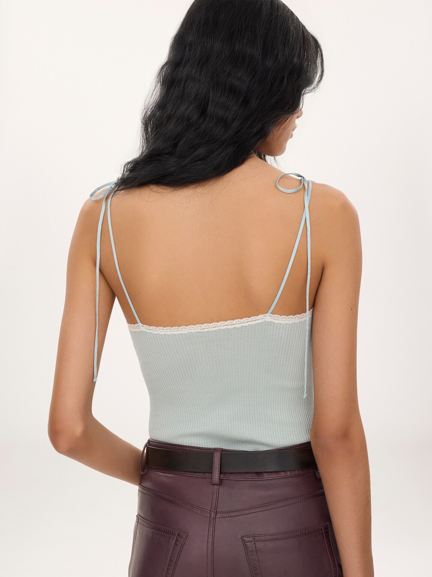 Fitted lingerie top in cotton & lace - 4.0
