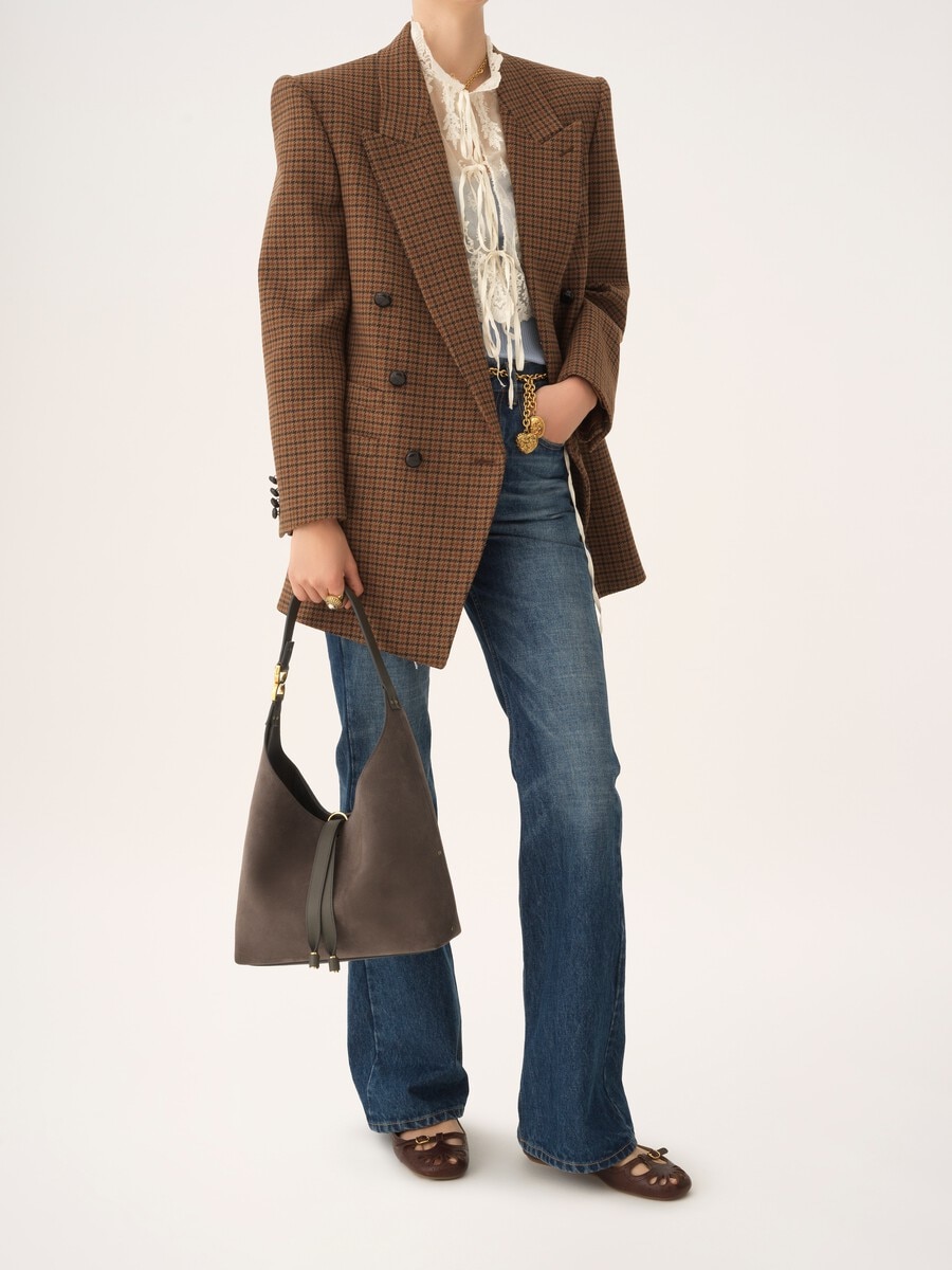 Small Marcie hobo bag in suede leather - 10