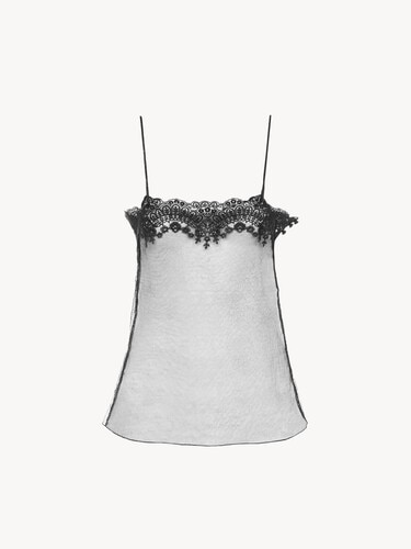 Fitted tank top in embroidered lace - 1