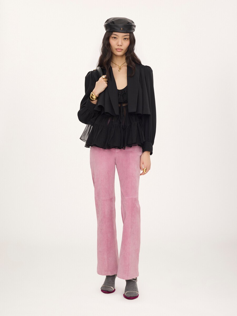 Gathered cropped jacket in washed viscose faille - 3