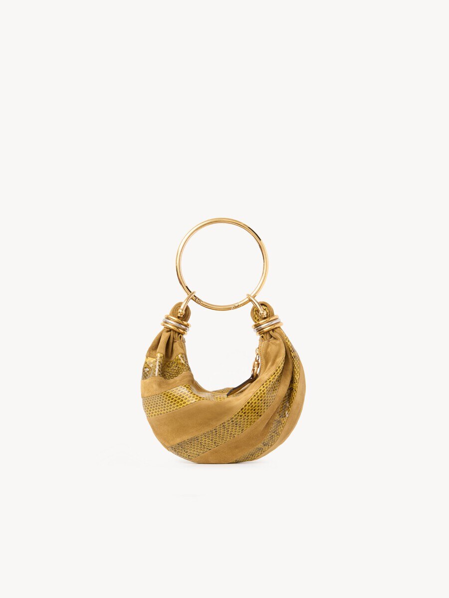 Mini Bracelet Hobo bag in suede leather & snakeskin - 2