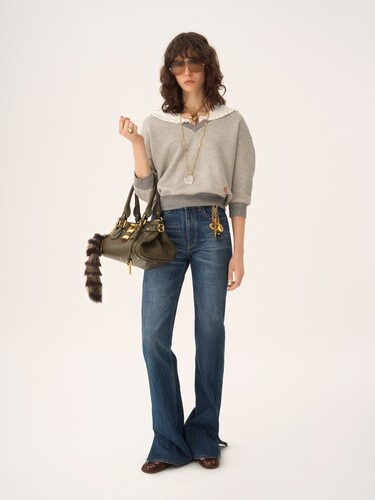 Collar sweater in chin&eacute; fleece - 3