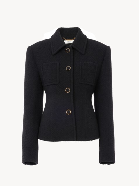 Fitted tailored jacket in wool bouclette