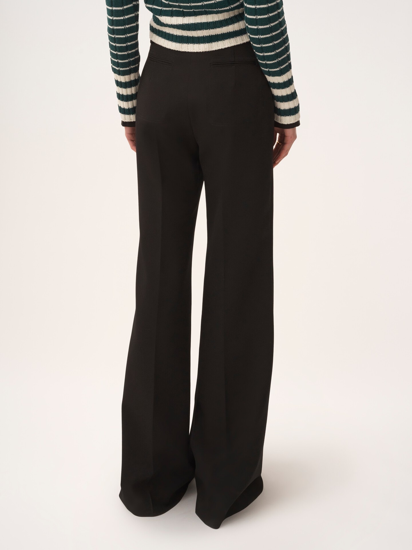 High-rise flared pants in wool grain de poudre - 4.0