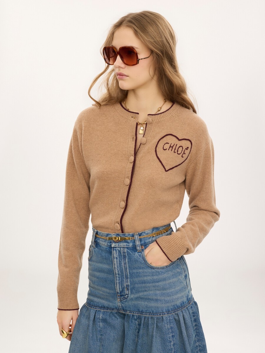 Fitted logo cardigan in a wool & cashmere knit - 4