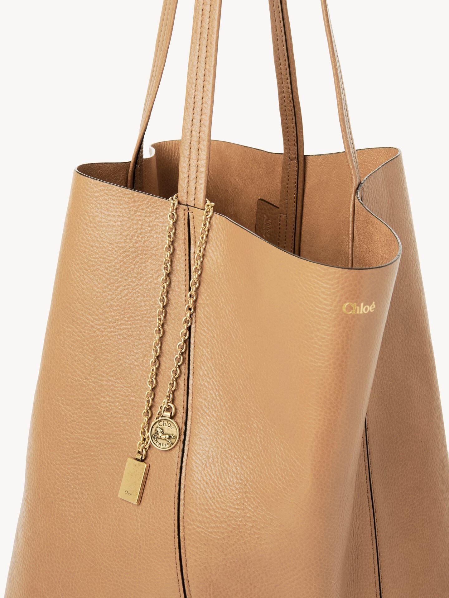 Large Chlo&eacute; Spin tote bag in grained leather - 7.0