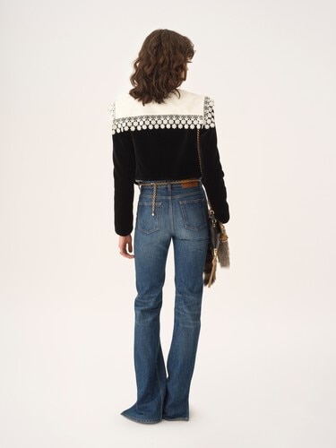 Cropped Spencer jacket in velvet - 5