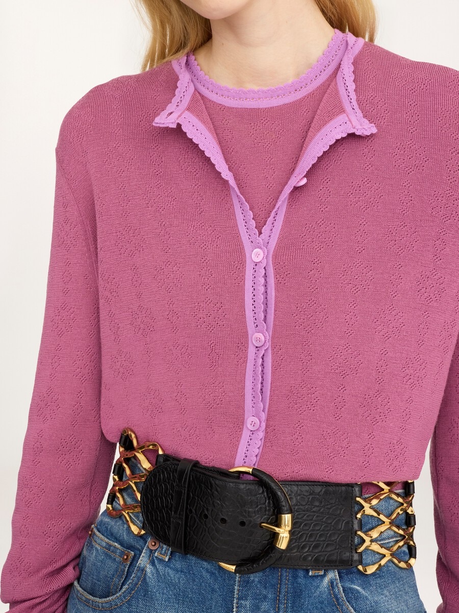 Cardigan ajust&eacute; en maille de laine - 5