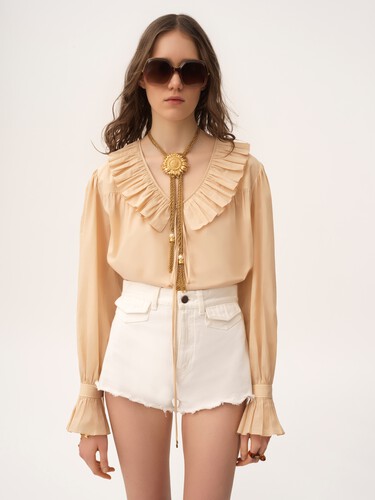 Gathered ruffle top in cotton voile - 4