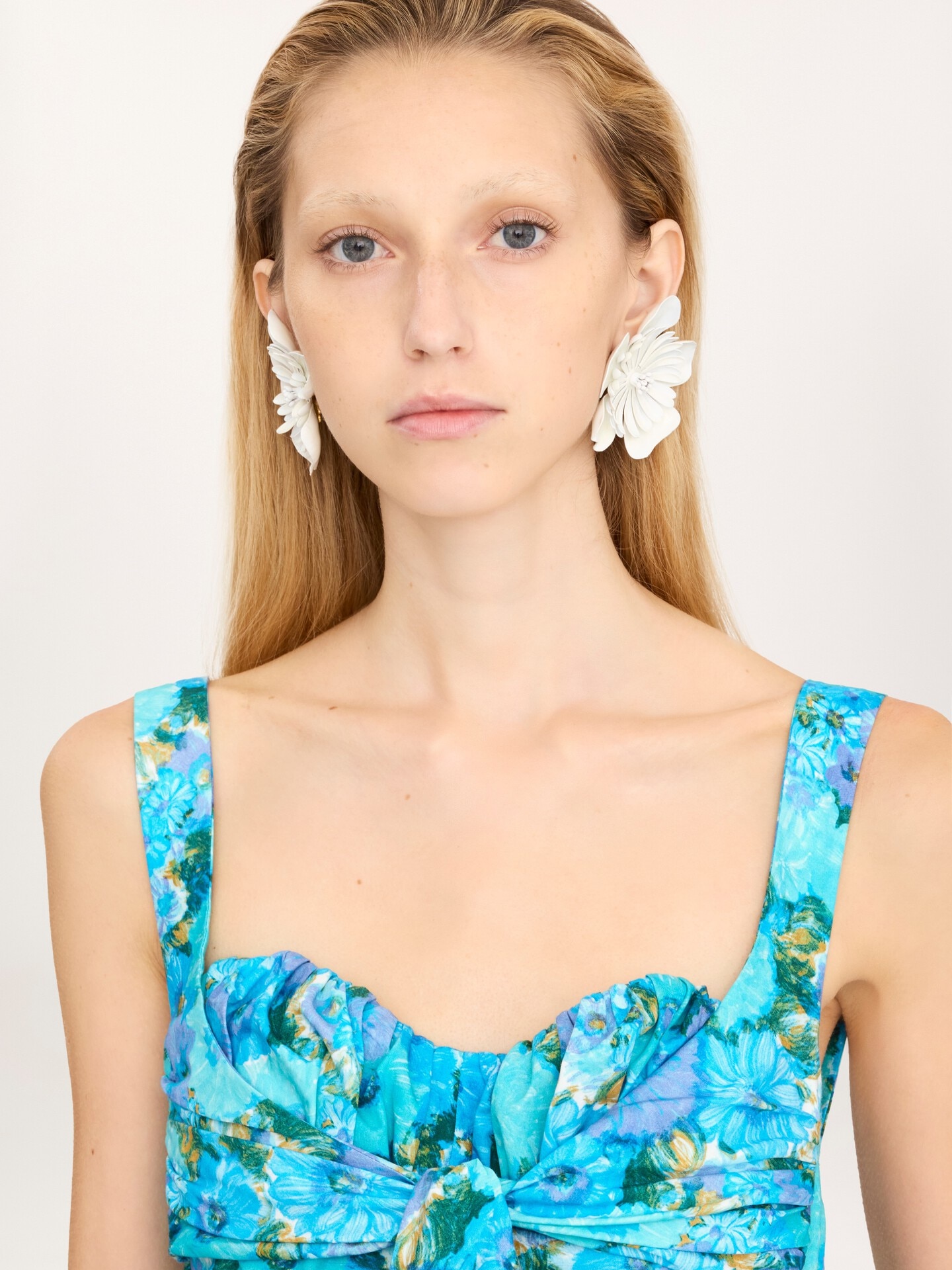 Wrapped bustier midi dress in cotton poplin - 7.0