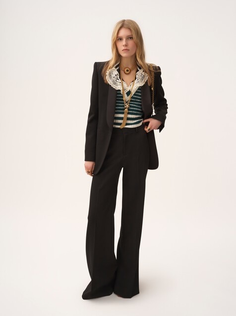 Chaqueta de esmoquin de lana grain de poudre