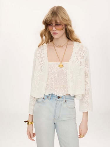 Cropped cardigan in a cotton knit - 4