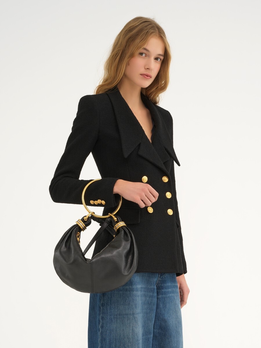 Small Bracelet Hobo bag in grained leather - 2