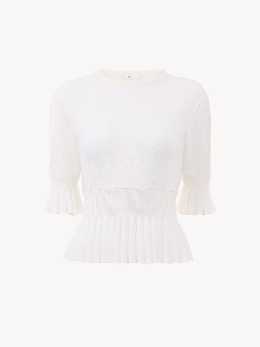 Cropped ruffle sweater in a wool knit - 2