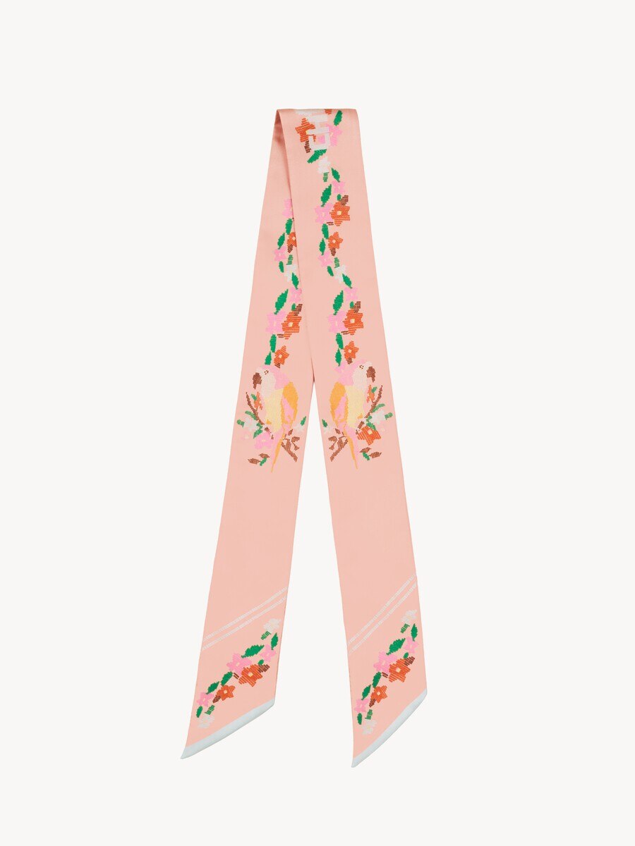 Pa&ntilde;uelo bandeau Chlo&eacute; Parrot en twill de seda - 2