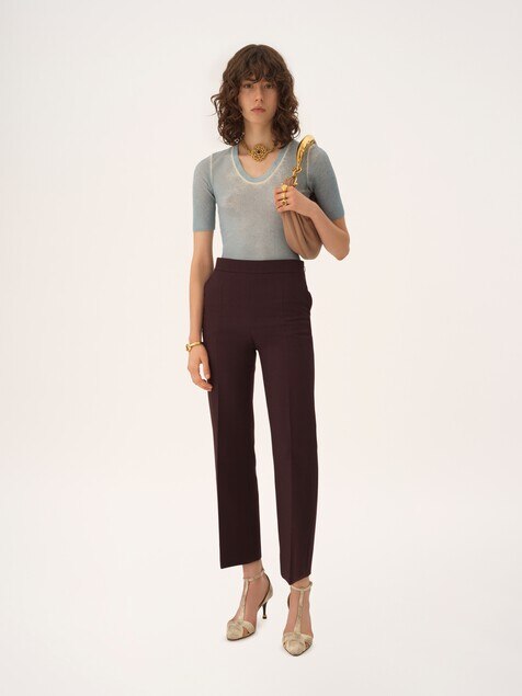 Short-sleeve sweater in a merino wool knit