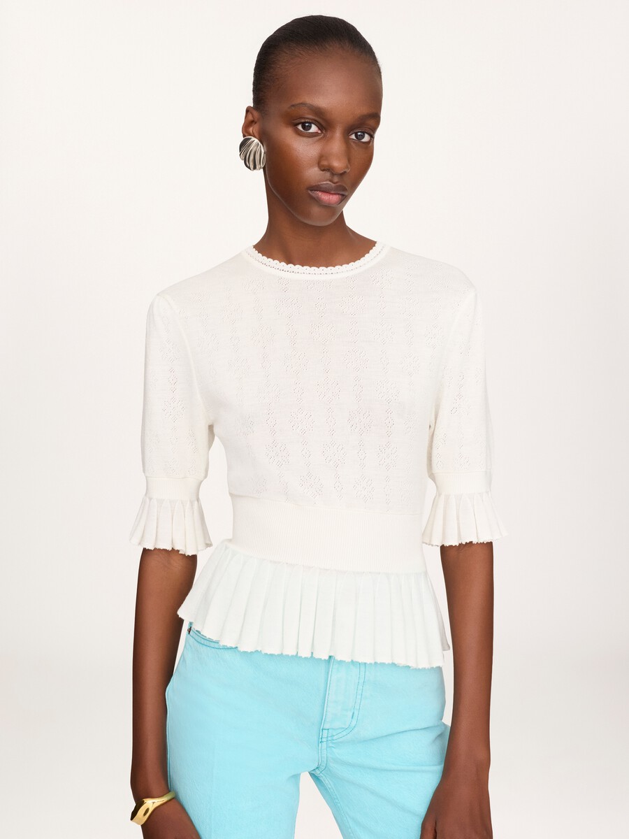 Cropped ruffle sweater in a wool knit - 4