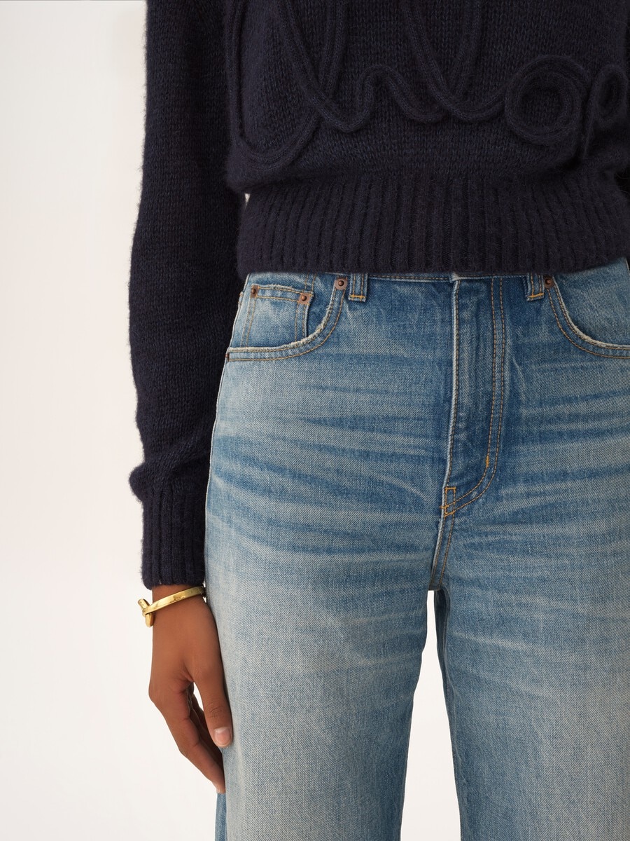 High-rise cropped jeans in denim - 7
