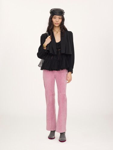 Gathered cropped jacket in washed viscose faille - 3