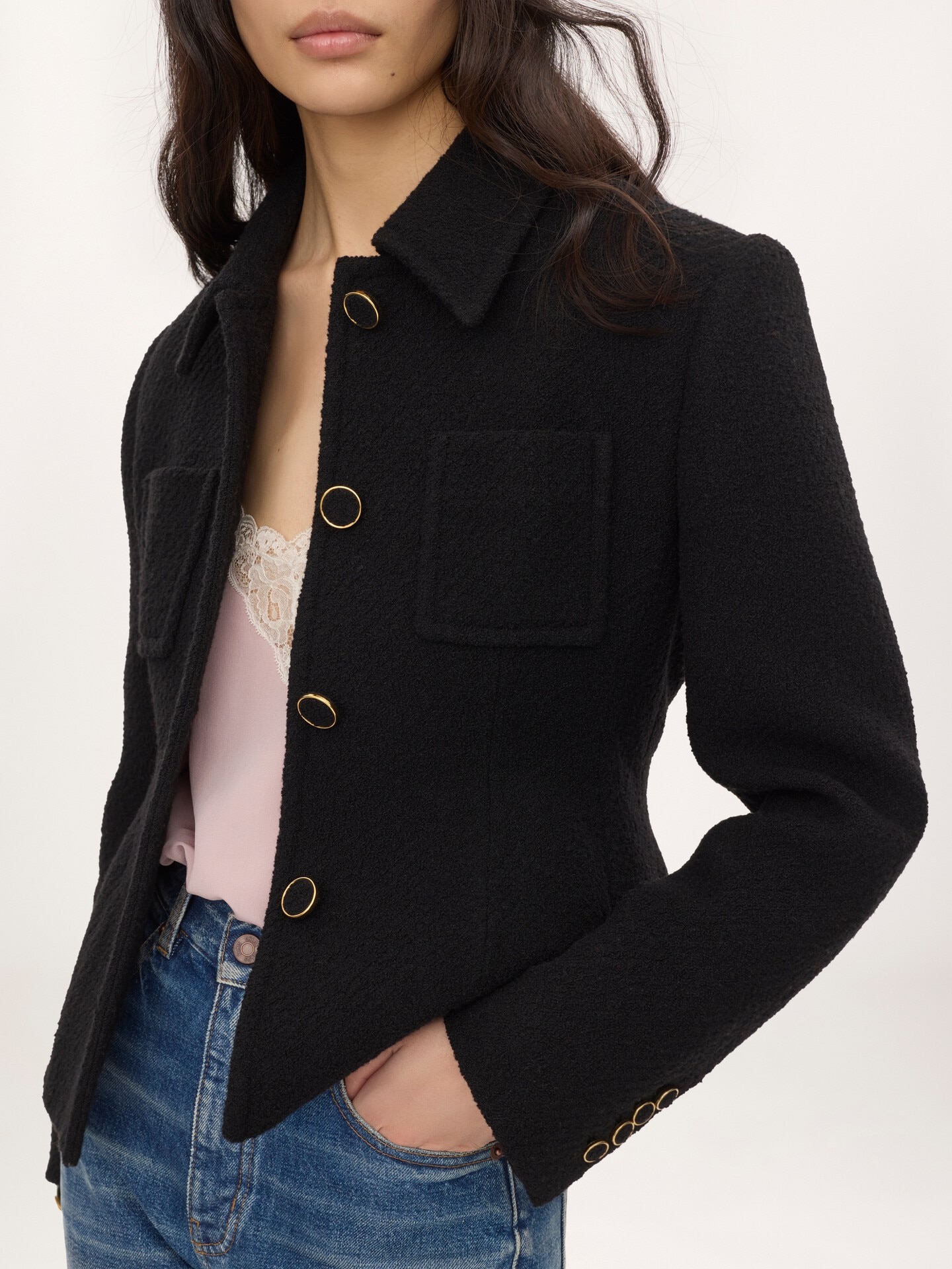 Fitted tailored jacket in wool bouclette - 5.0