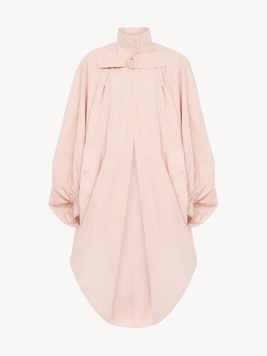 High-neck oversized cape coat in cotton poplin - 2