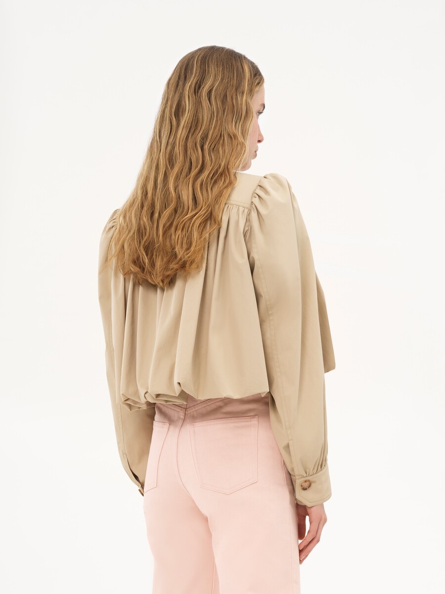 Chaqueta con fruncido globo de gabardina de algod&oacute;n - 7
