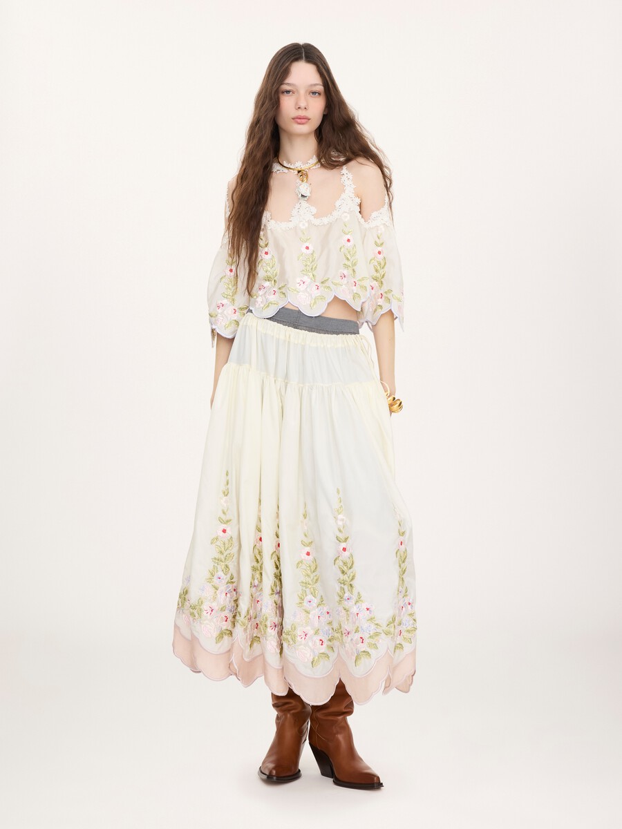 Cut-out cropped top in technical taffeta - 1