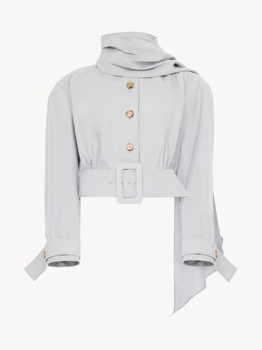 Cropped scarf jacket in a linen-cotton mix - 2