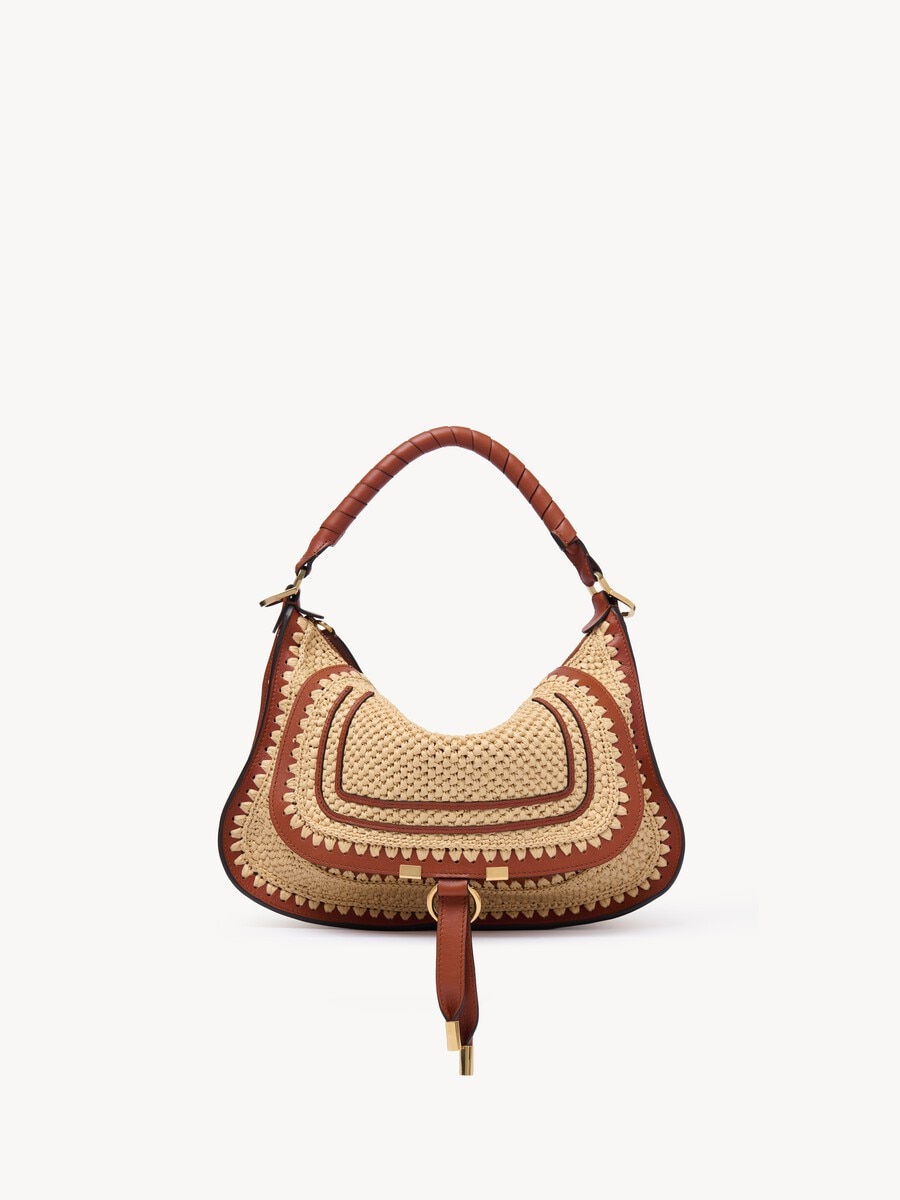 Small Marcie shoulder bag in raffia-effect - 1