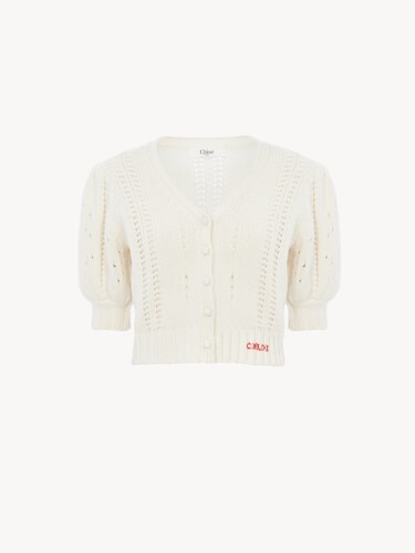 Puff-sleeve cardigan in a wool & cashmere knit - 2
