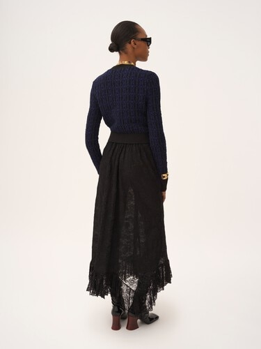 Boxy mock-neck sweater in a wool & silk knit - 5