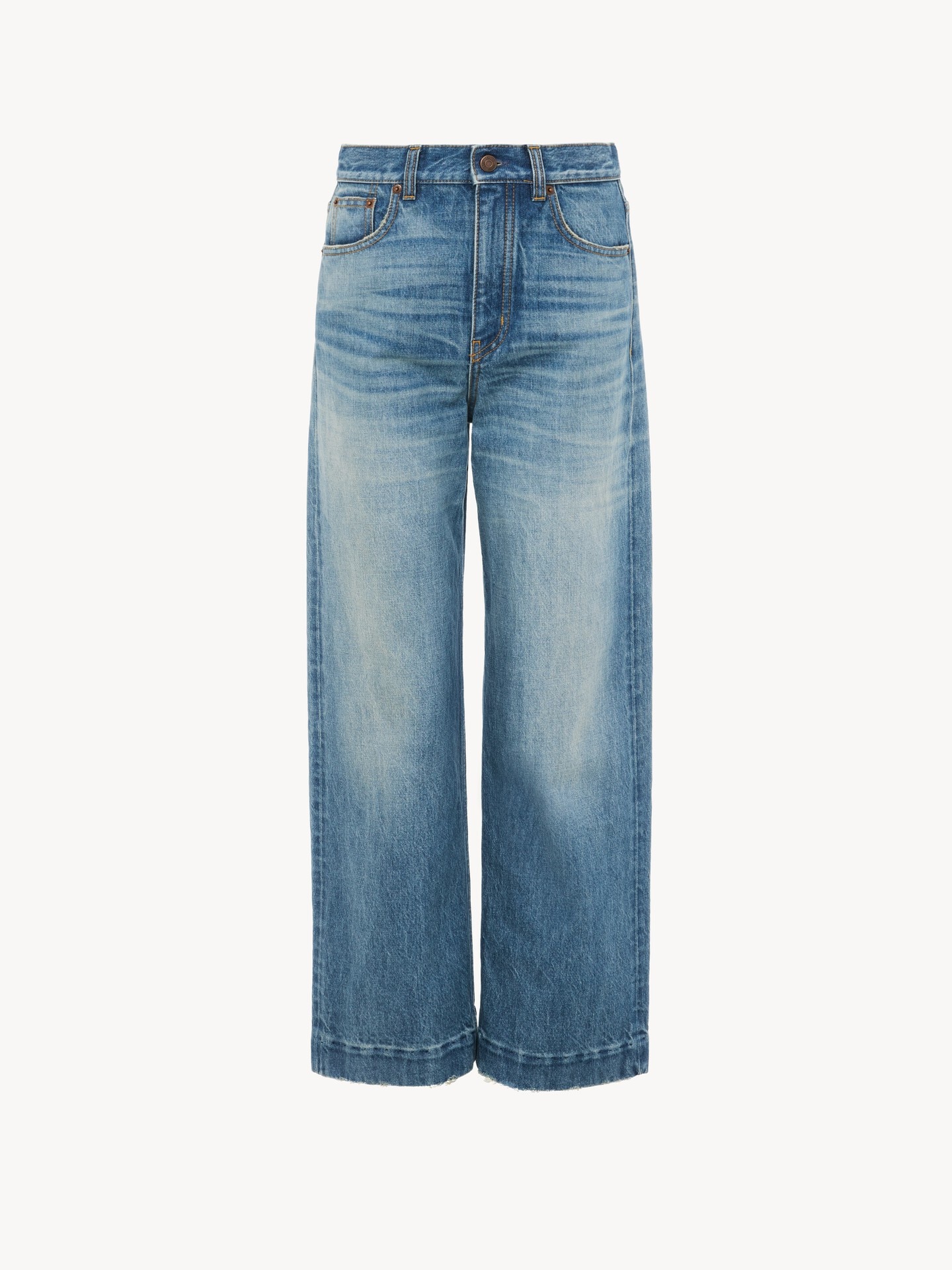 High-rise cropped jeans in denim - 2.0