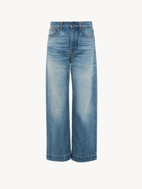 High-rise cropped jeans in denim