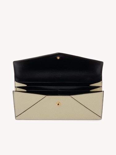 Envelope long wallet with flap in grained leather - 6