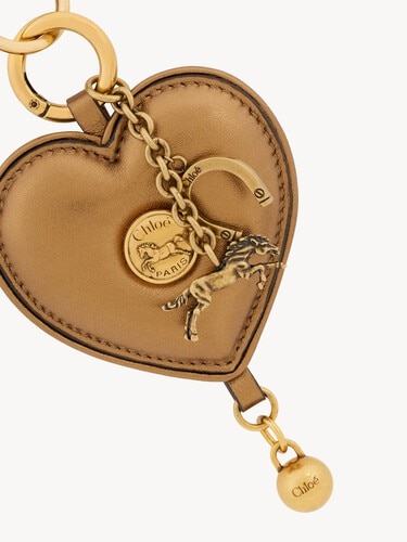 Chlo&eacute; Symbols Heart key ring bag charm in metallized leather - 3