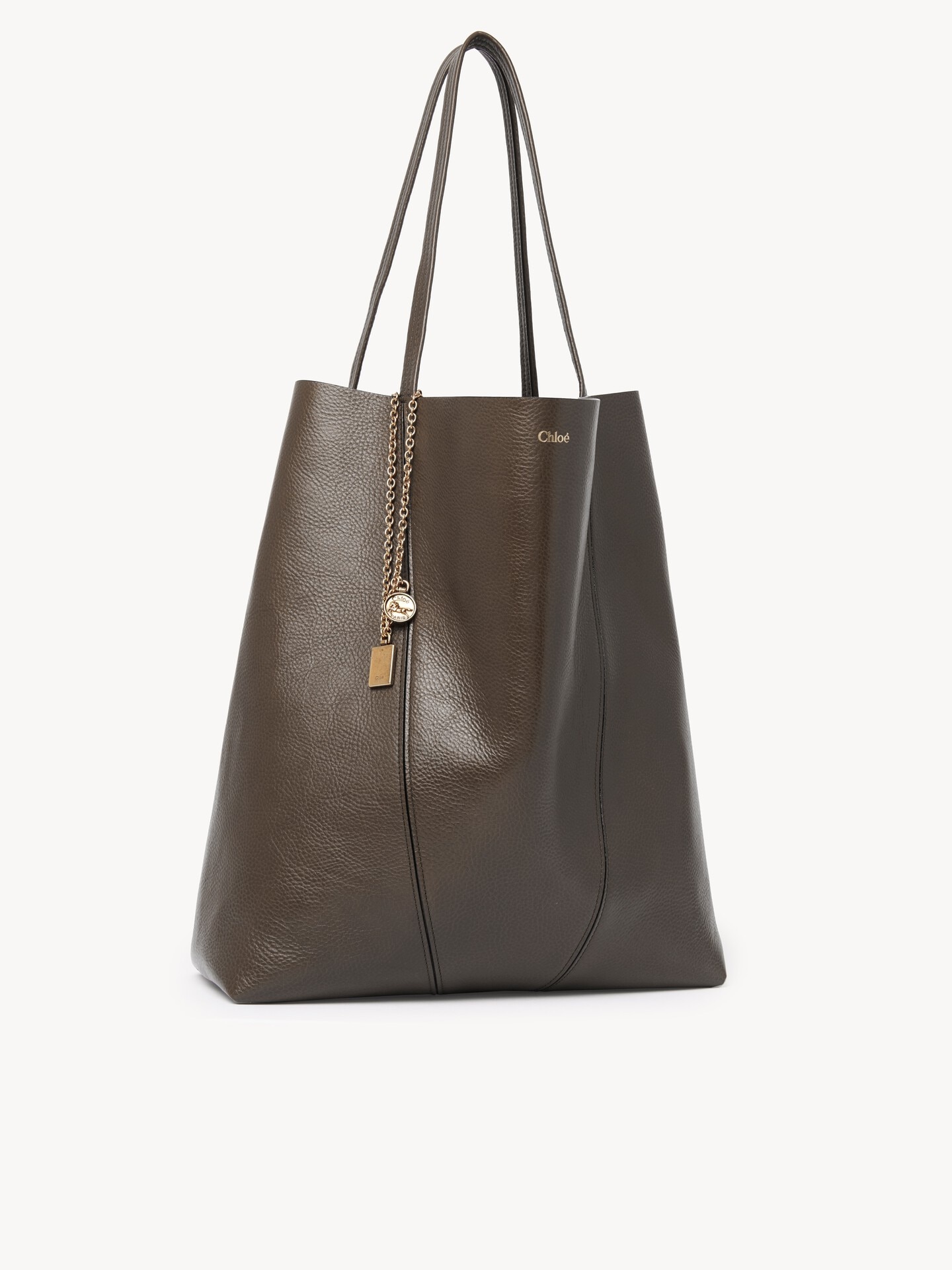 Large Chlo&eacute; Spin tote bag in grained leather - 5.0