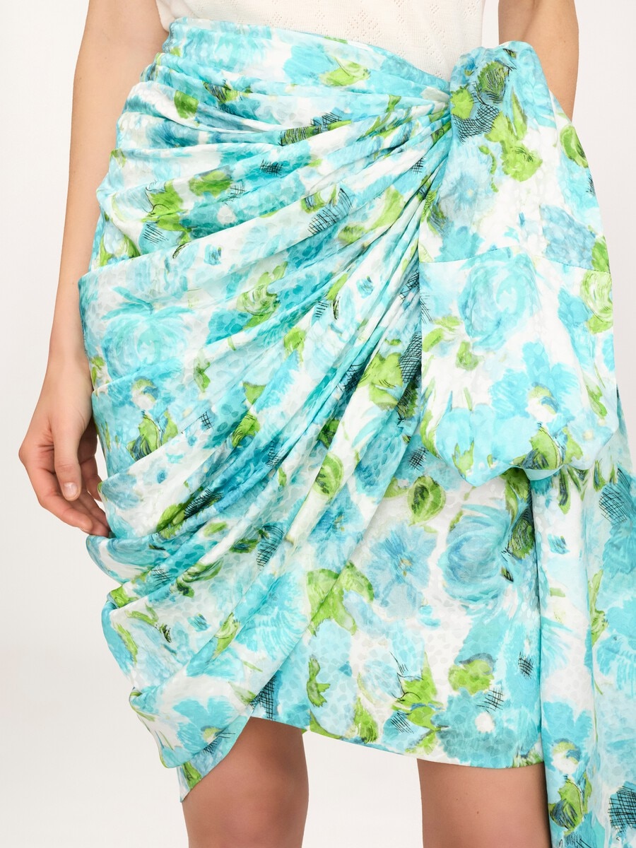 Short wrap skirt in silk jacquard - 4