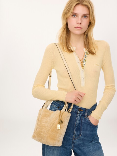 Small Chlo&eacute; Spin tote bag in shearling