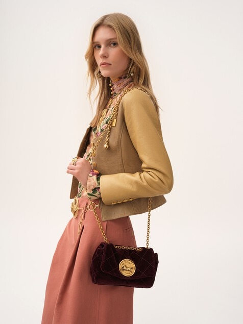 Bolso de hombro peque&ntilde;o Chlo&eacute; Heritage de terciopelo