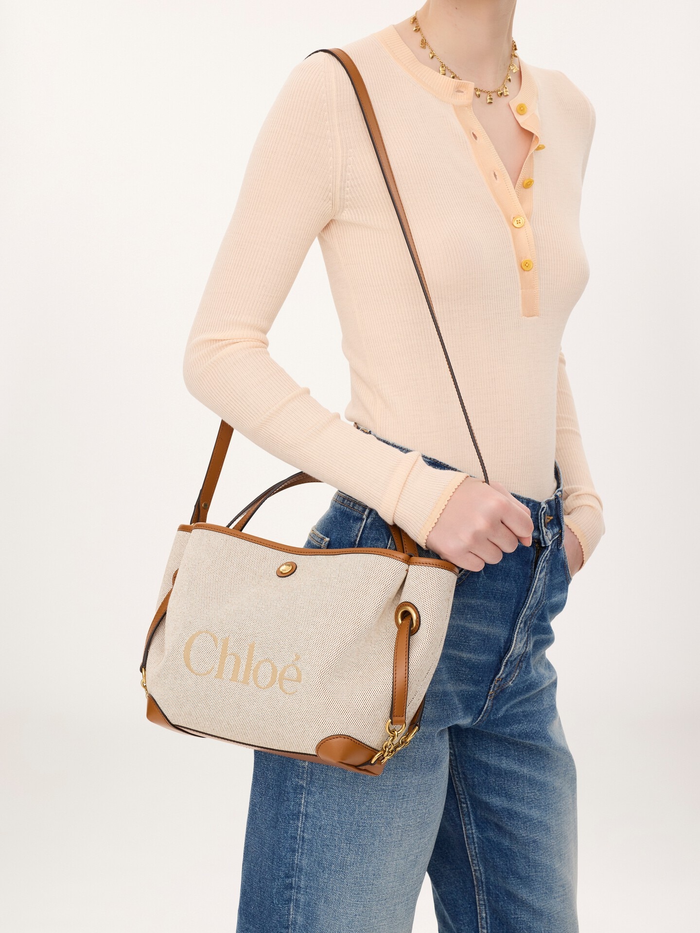 Small Chlo&eacute; Clover double carry bag in canvas - 2.0