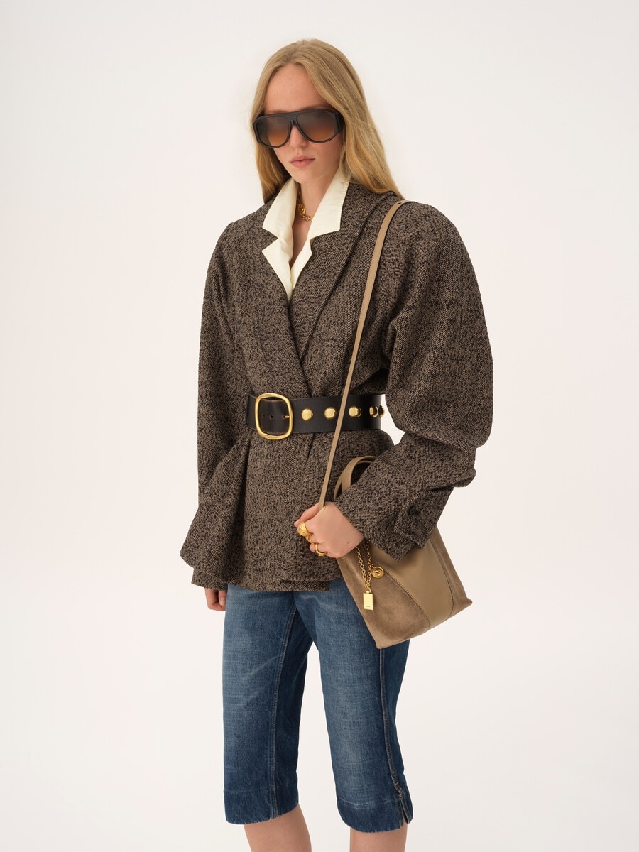 Small Chlo&eacute; Spin tote bag in grained & suede leather - 3